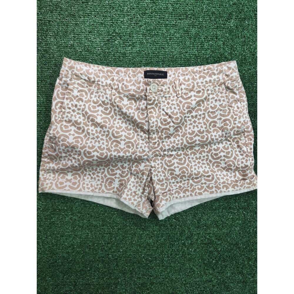 Banana Republic Pink Geometric Print Pattern Low Rise Chino Shorts Size 10